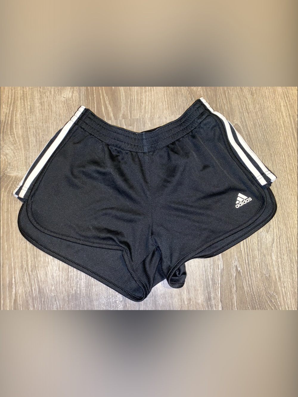 adidas Black Athletic Shorts with White Stripes